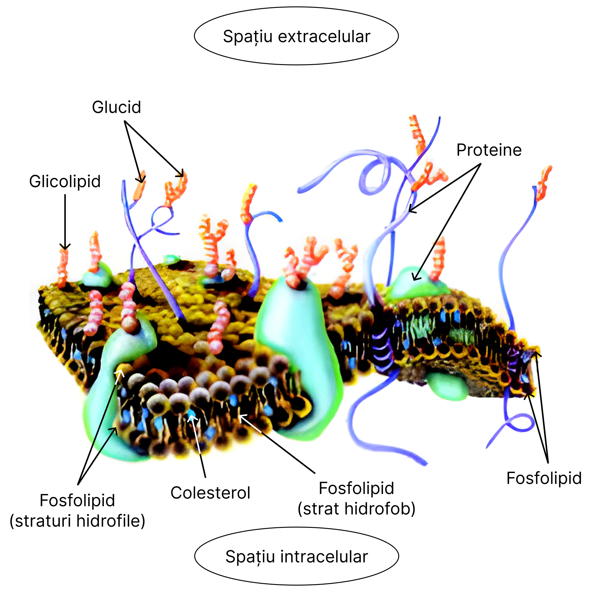 <a>Modelul mozaic fluid al membranei celulare.</a>