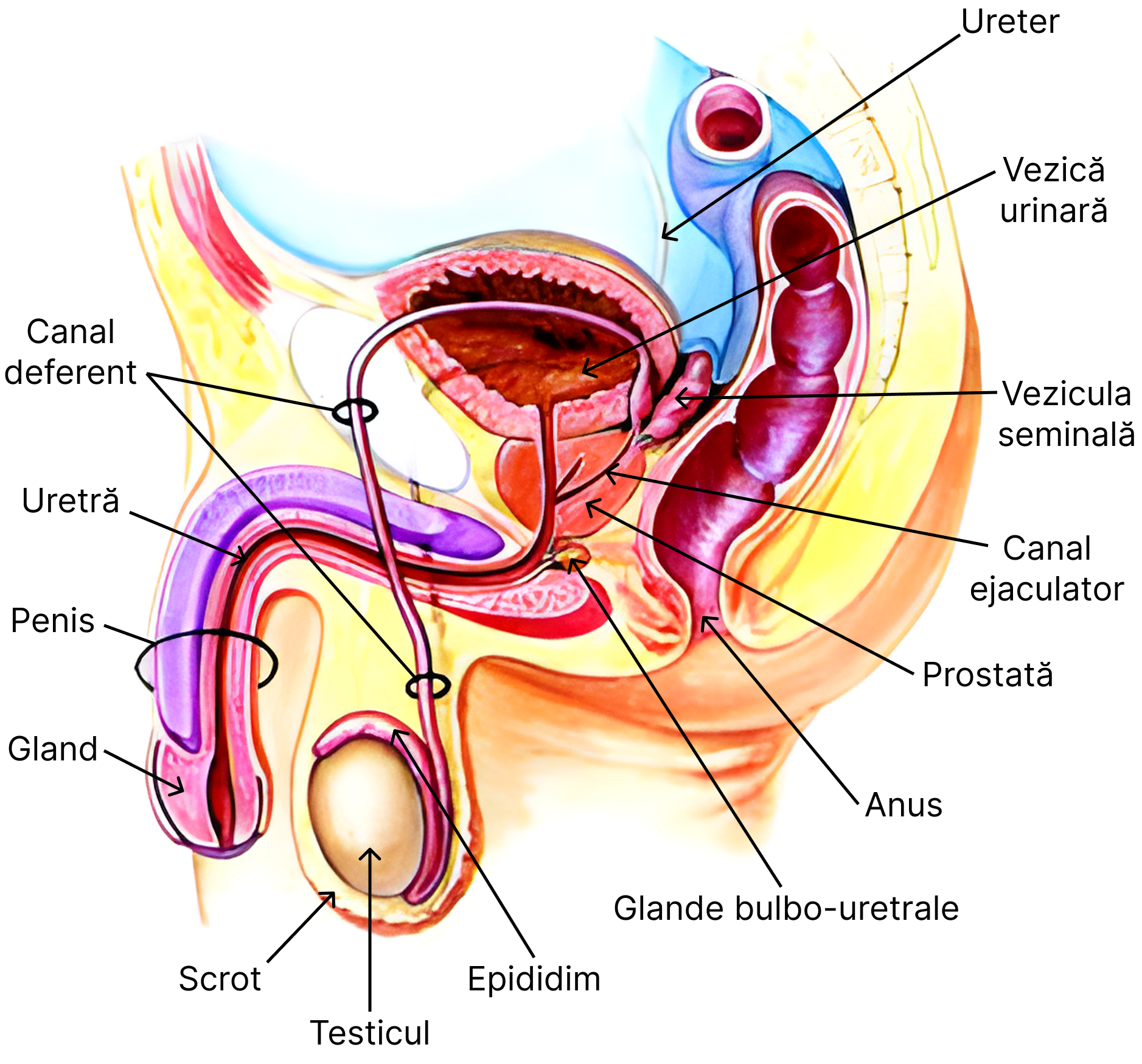 Aparatul genital masculin.