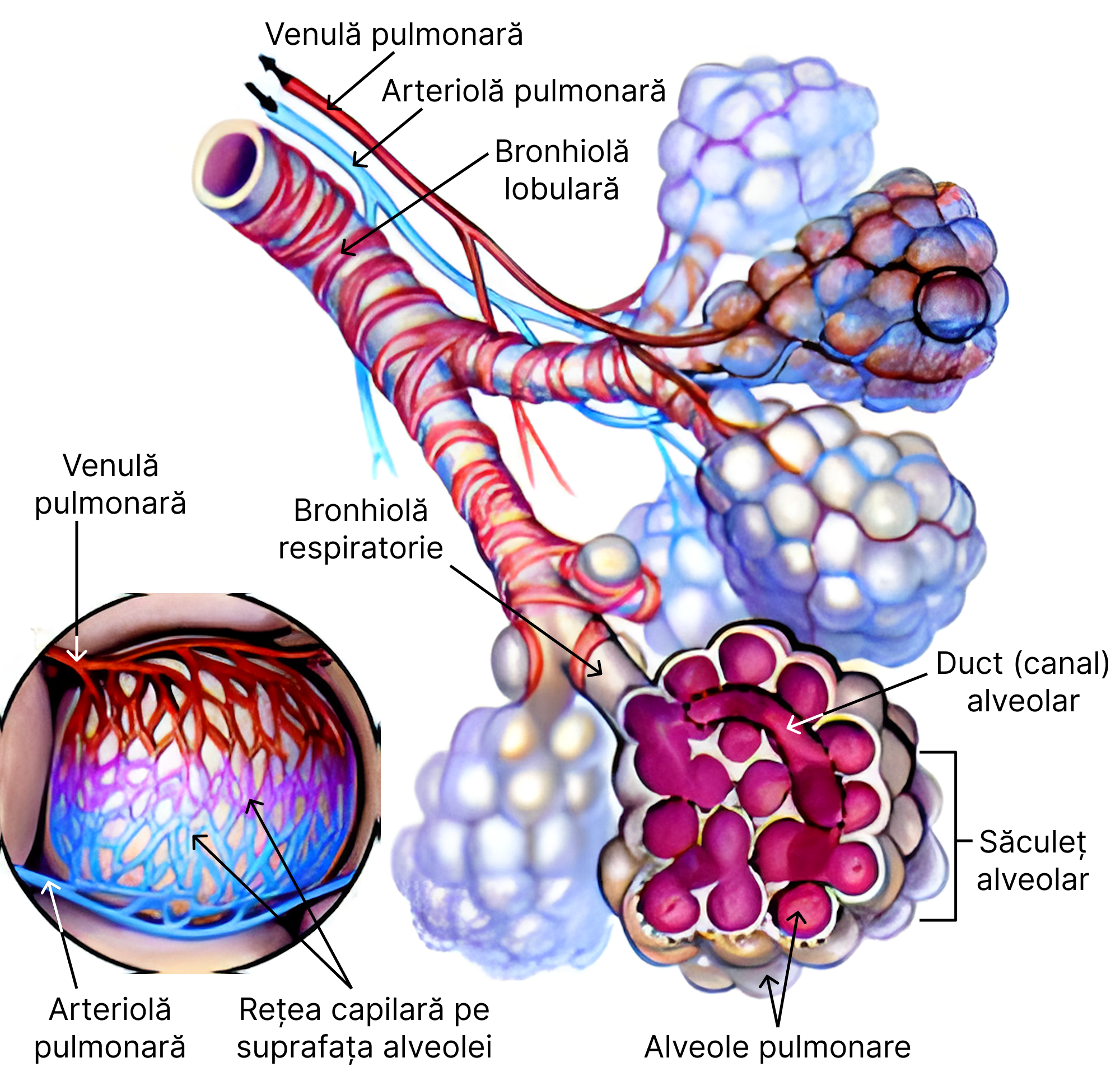 Structura acinului pulmonar.